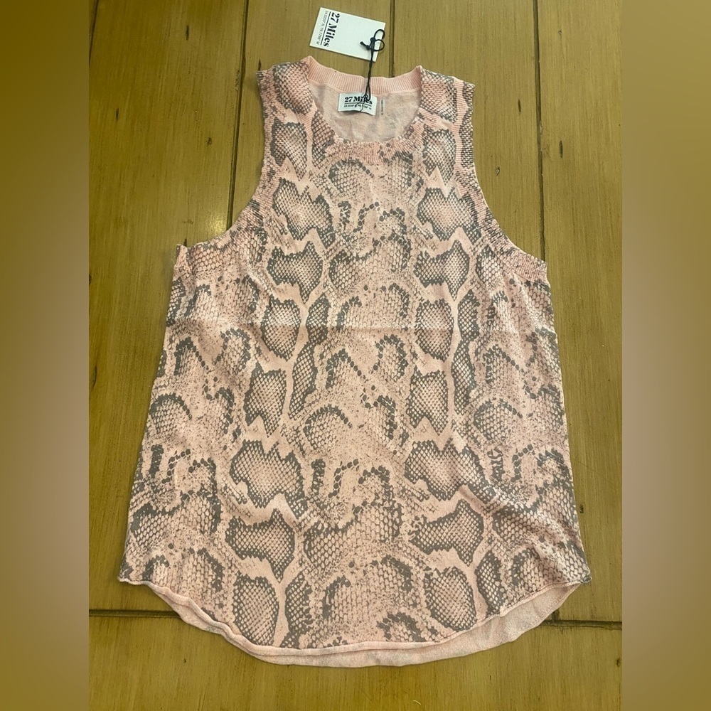 Women’s Sleeveless Pink Animal Print Snakeskin New S/M Mischa Top - Picture 3 of 16